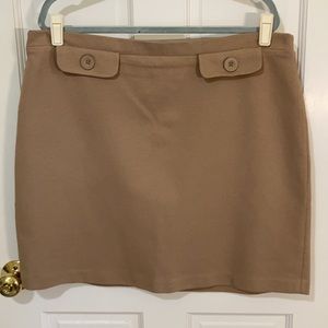 Boden US14R tan ponte knit skirt fully lined, faux front pockets